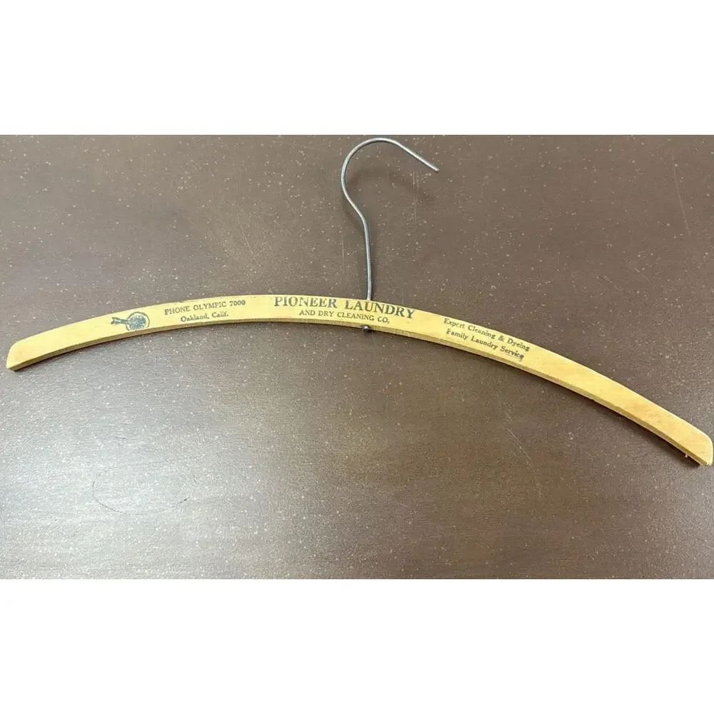 Vintage Oakland, California Wooden Advertising Hanger Pioneer Laundry